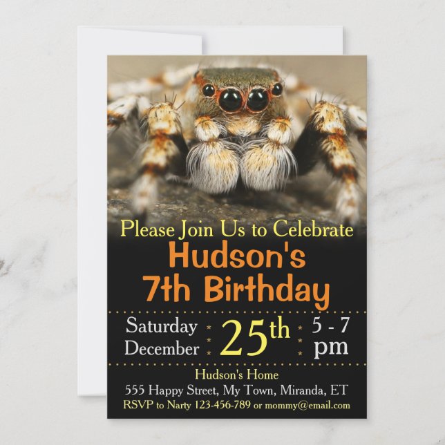 invitation d'anniversaire d'araignée (Devant)
