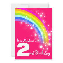 Invitation d'anniversaire d'arc-en-ciel pourpre