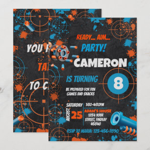 Invitation d'anniversaire Dart Party Arme à cano