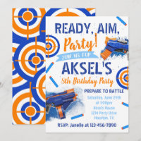 Invitation d'anniversaire Dart Party | Arme à cano
