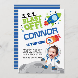 Invitation d'anniversaire d'astronaute, avec VOTRE