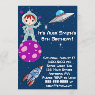Invitation d'anniversaire d'astronaute de Redhead 
