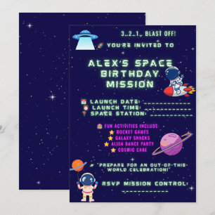 Invitation d'anniversaire d'astronaute – Décollage