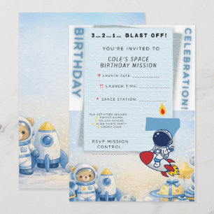 Invitation d'anniversaire d'astronaute – Décollage