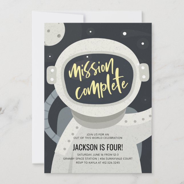 Invitation d'anniversaire d'astronaute d'espace (Devant)
