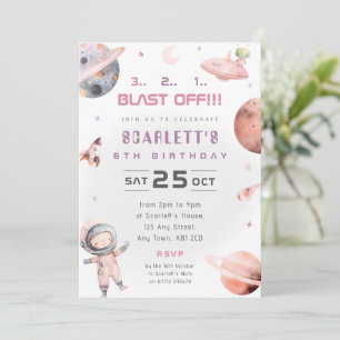 Invitation d'anniversaire d'astronaute spatiale ro