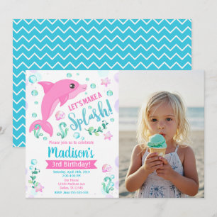 Invitation d'anniversaire dauphin / Fête de piscin