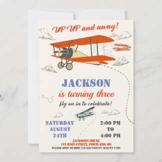 Invitation d'anniversaire d'avion invitation de la