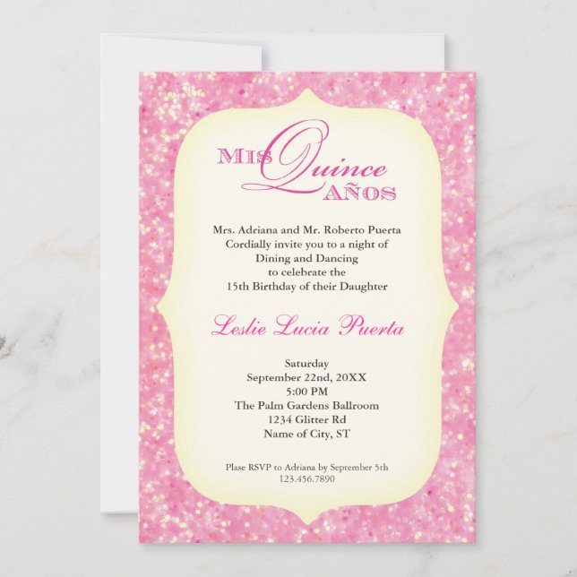 Invitation d'anniversaire de 15 Quinceanera (Devant)