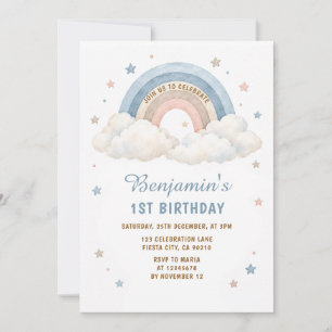 Invitation d'anniversaire de 1 an de style bohème