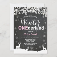 Invitation d'anniversaire de 1 an pour fille Winte