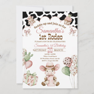 Invitation d'anniversaire de 1ère année de Cowgirl