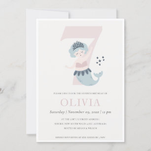 Invitation d'anniversaire de 7 ans de petite sirèn