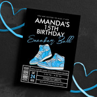 Invitation d'anniversaire de bal de baskets bleues