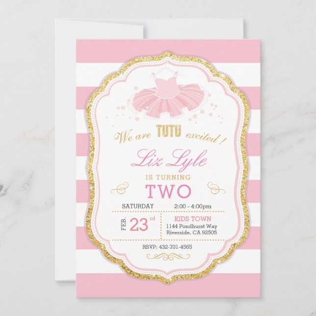 Invitation d'anniversaire de Ballerina (Devant)