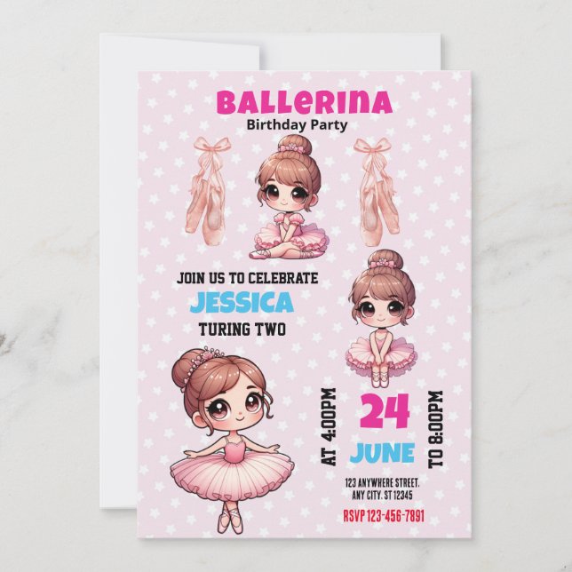 Invitation d'anniversaire de Ballerina (Devant)