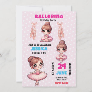 Invitation d'anniversaire de Ballerina