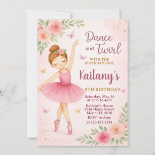Invitation d'anniversaire de Ballerina