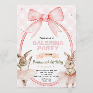 Invitation d'anniversaire de Ballerine Lapin