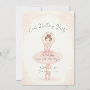 Invitation d'anniversaire de ballerine rose