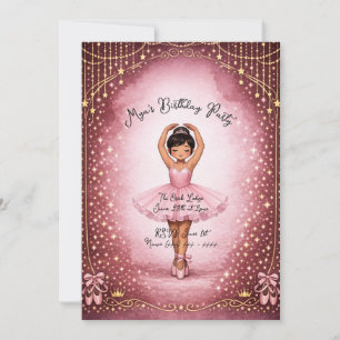 Invitation d'anniversaire de ballerine rose