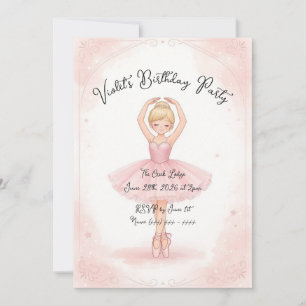 Invitation d'anniversaire de ballerine rose