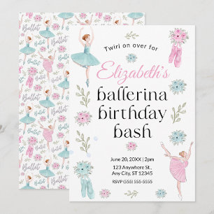 Invitation d'anniversaire de ballet