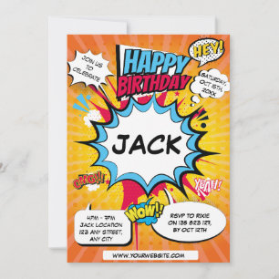 Invitation d'anniversaire de bande dessinée