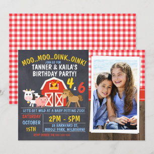 Invitation d'anniversaire de Barnyard Chalkboard