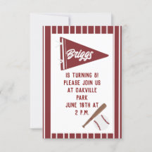 Invitation d'anniversaire de base-ball à rayures r