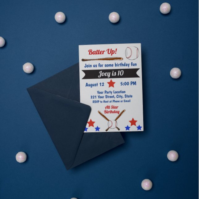 Invitation d'anniversaire de baseball (Créateur téléchargé)