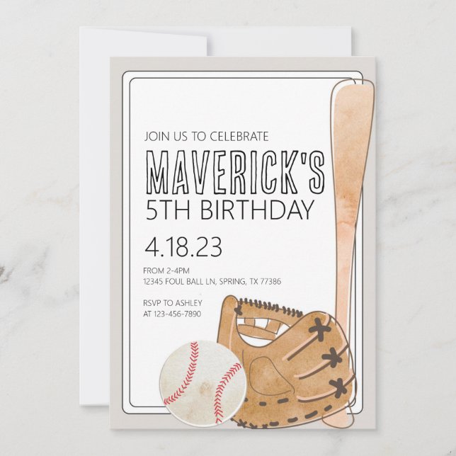 Invitation d'anniversaire de baseball (Devant)