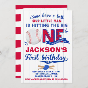 Invitation d'anniversaire de baseball 1er annivers
