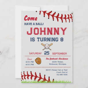 Invitation d'anniversaire de baseball avec photo