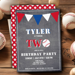 Invitation d'anniversaire de baseball garçon 2e an
