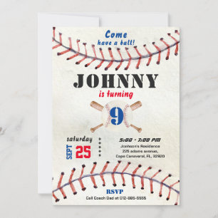 Invitation d'anniversaire de baseball garçon avec 