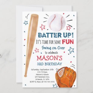 Invitation d'anniversaire de baseball, Invitations
