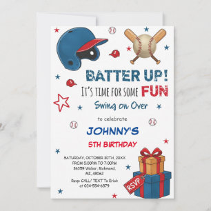 Invitation d'anniversaire de baseball personnalisé