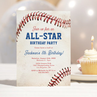 Invitation d'anniversaire de baseball Toutes-étoil