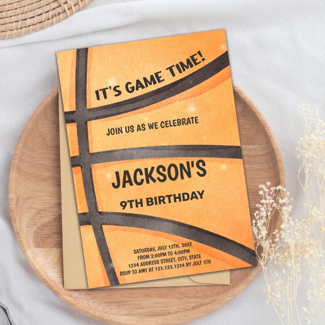 Invitation d'anniversaire de basket-ball complet (Full Basketball Birthday Invitations)