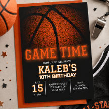 Invitation d'anniversaire de basketball Game Time,