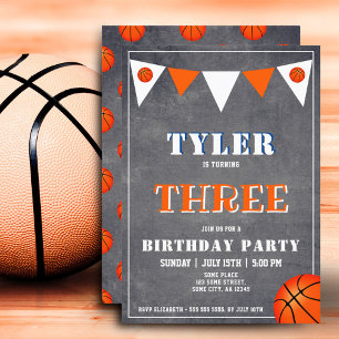 Invitation d'anniversaire de basketball garçon 3e