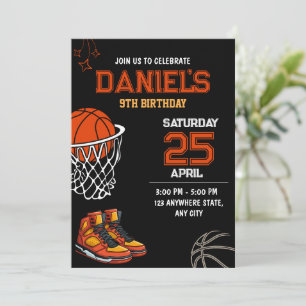 Invitation d'anniversaire de basketball modifiable