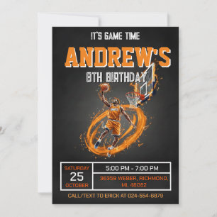Invitation d'anniversaire de basketball personnel