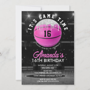 Invitation d'anniversaire de basketball pour fille
