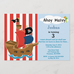 Invitation d'anniversaire de bateau de pirate