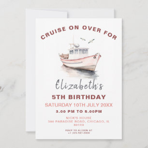 Invitation d'anniversaire de bateau modifiable - G