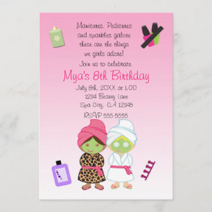 Invitation d'anniversaire de beauté pour 2 filles 