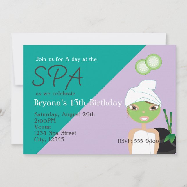 Invitation d'anniversaire de beauté pour fille au  (Devant)