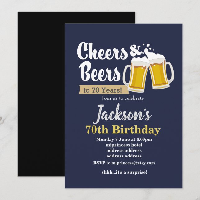 Invitation d'anniversaire de bière, applaudissemen (Devant / Derrière)
